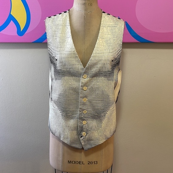 Moschino Men's Chest Ivory Black Vest - Picture 2 of 14